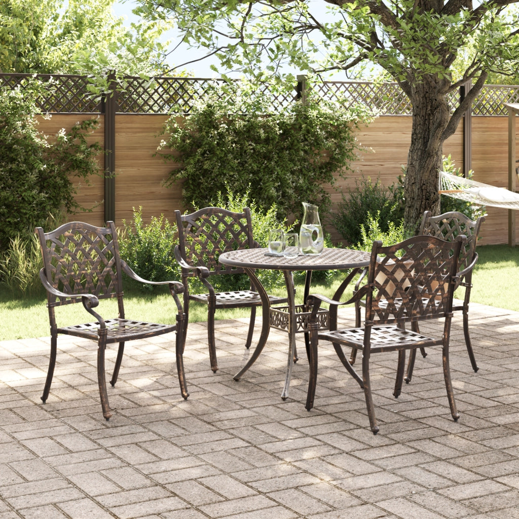 Set da Pranzo da Giardino in 5 Pezzi in Alluminio pressofuso Bronzo