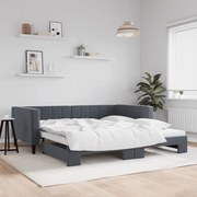 Divano Letto con Letto Estraibile-Sofa Letto-Daybed Grigio Scuro 100x200 Velluto 827764