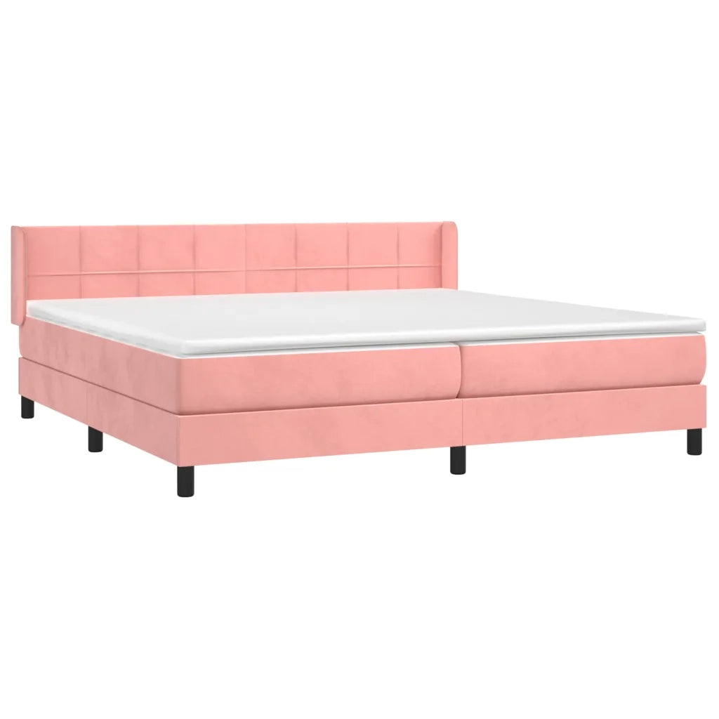 Giroletto a Molle con Materasso Rosa 200x200 cm in Velluto 3130984