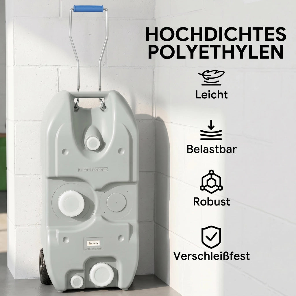 Contenitore per acque reflue 40L rotelle ¨C zephmum ¨C Grigio HDPE 37x23x80cm