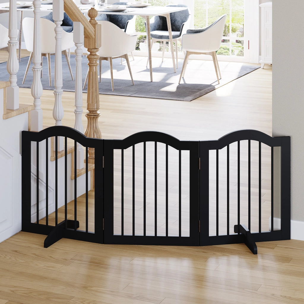 Barriera di Sicurezza per Cani Pieghevole 3 Pannelli ¨C Zephmum ¨C 154.5x29.5x61 cm Nero