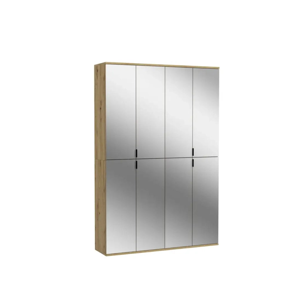 Armadio BODITE – 8 porte con specchi – Rovere chiaro – Eleganza e funzionalità