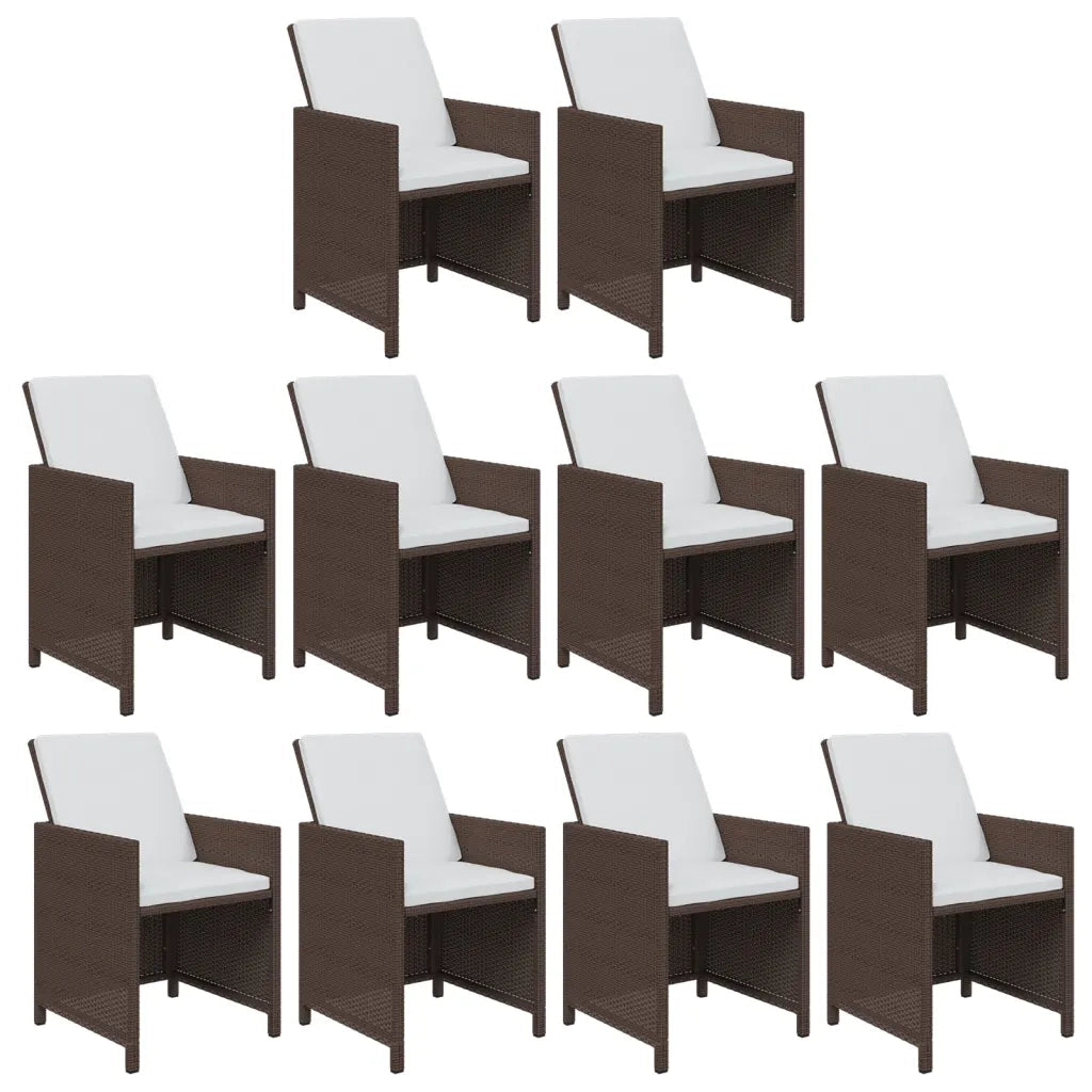 Set da Pranzo per Giardino 11 pz con Cuscini Polyrattan Marrone cod mxl 38874