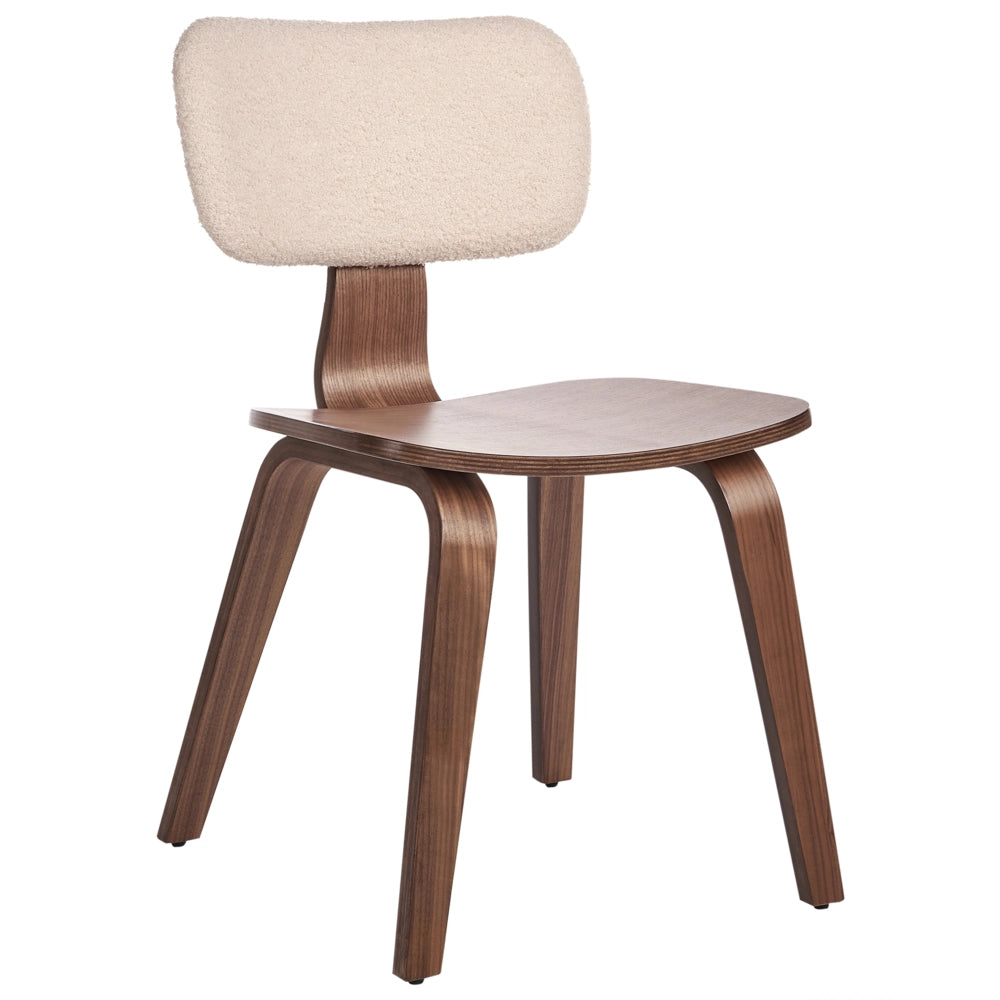 Set di 2 sedie da pranzo in legno scuro e tessuto boucle di poliestere beige Gambe in legno di betulla Stile tradizionale retrò