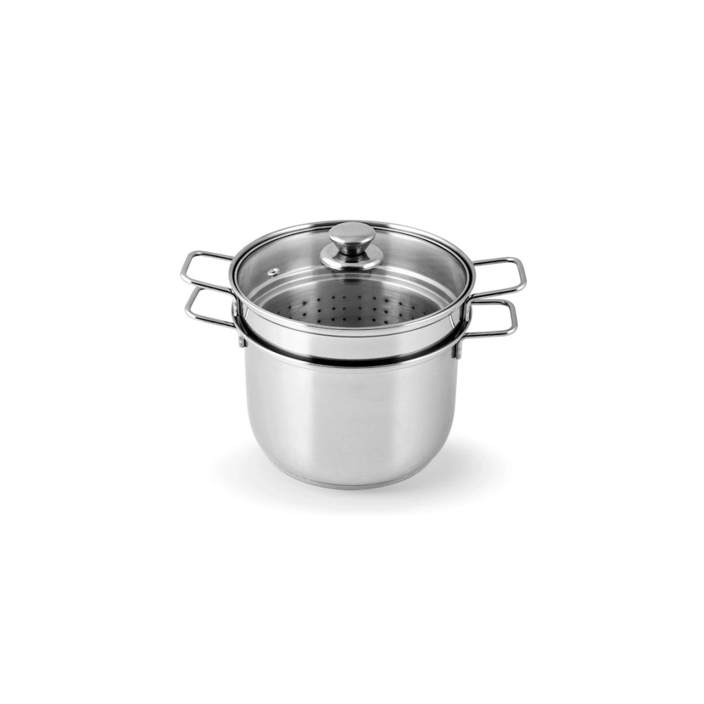 Cuocipasta in acciaio inox con cestello e coperchio in vetro Ø 24 cm
