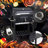 Barbecue a carbone carrellato con coperchio termometro altezza carbone regolabile BBQ a carrello