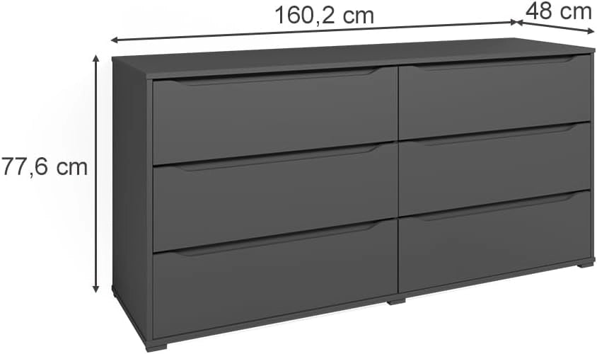 Cassettiera per camera da letto Ruben, Antracite, 48 x 77.6 cm, per riporre abiti e oggetti di uso quotidiano