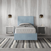 Letto imbottito Singolo 90x200 cm Adele - Con rete,Microfibra,Azzurro