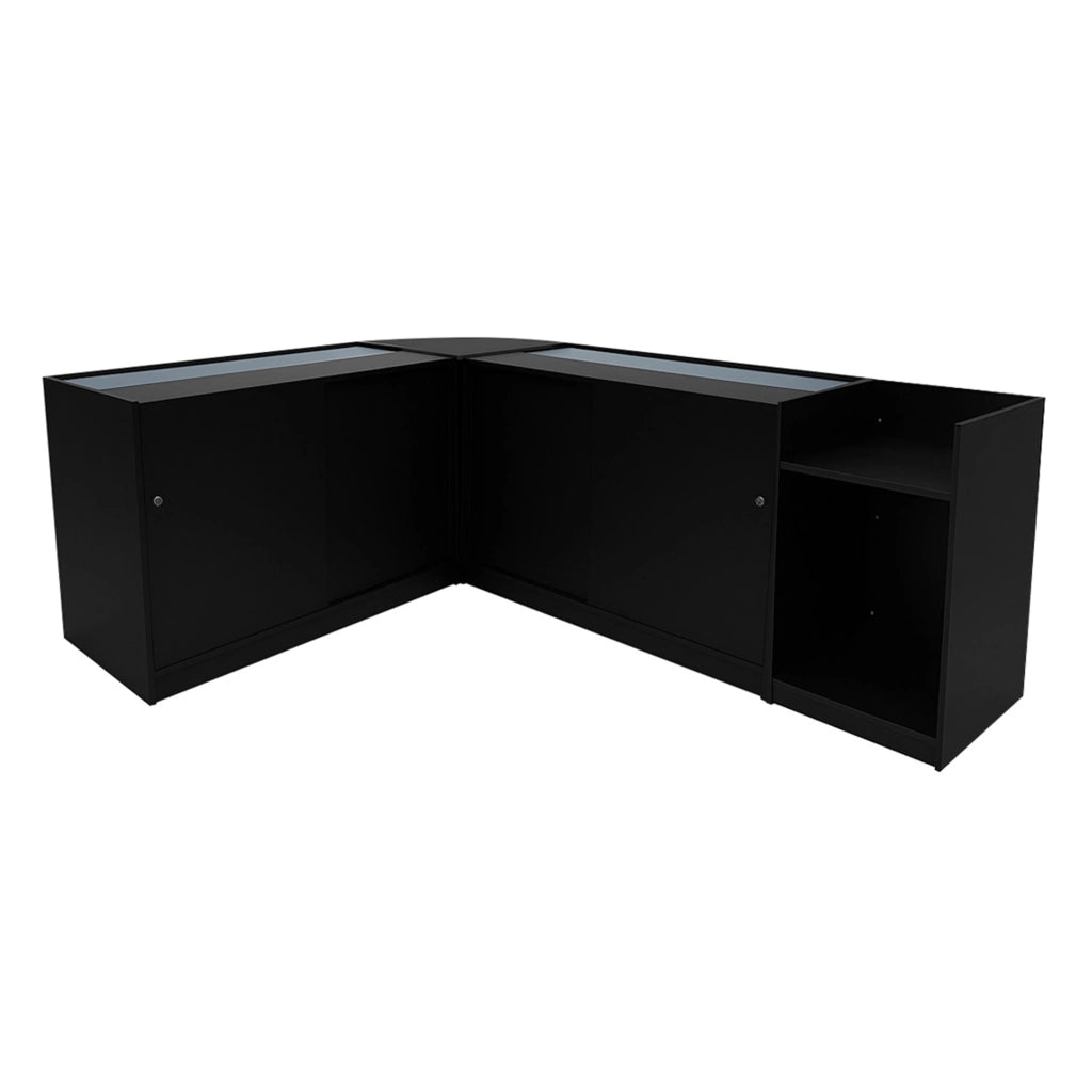 Set Banconi Negozi Nero Phoenix LED C1200 CM60 TB60 con Serrature e Vetrina