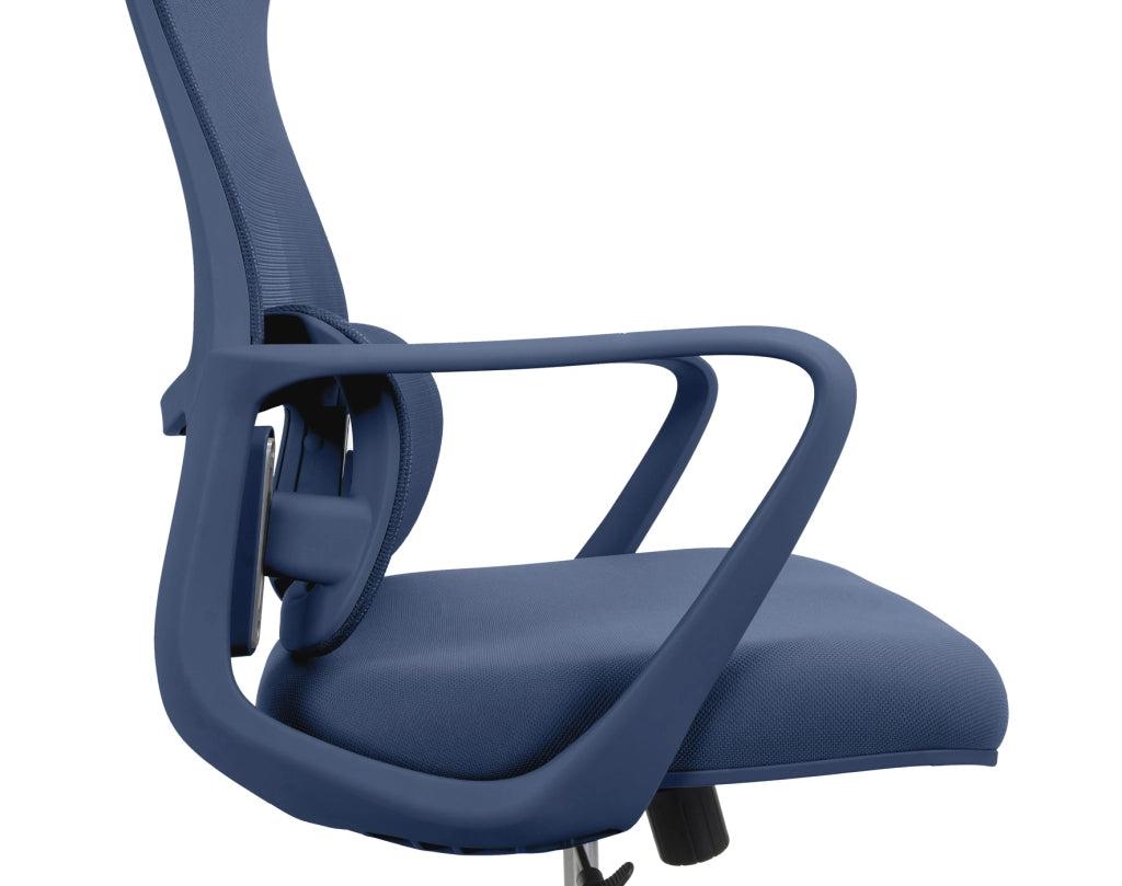 Sedia studio Hispanohogar altezza regolabile in tessuto blu