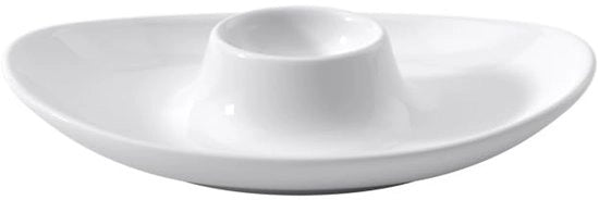 Piatto da uova elegante - ideale per la colazione - 1 pezzo - bianco - porcellana premium