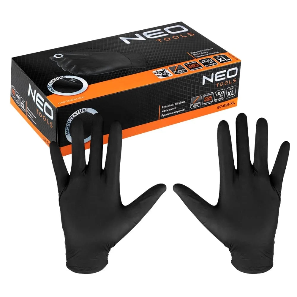 Topex 97-691-xl guanti in nitril , nero, 100 pezzi, misura xl