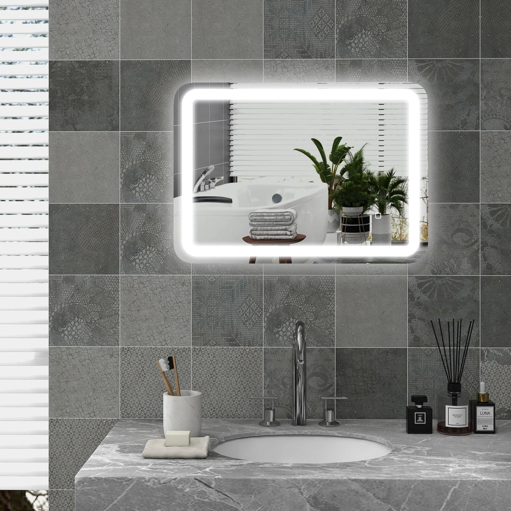 Specchio LED da bagno 50 x 70 cm argento, 3 colori, antiappannamento, memoria, IP44