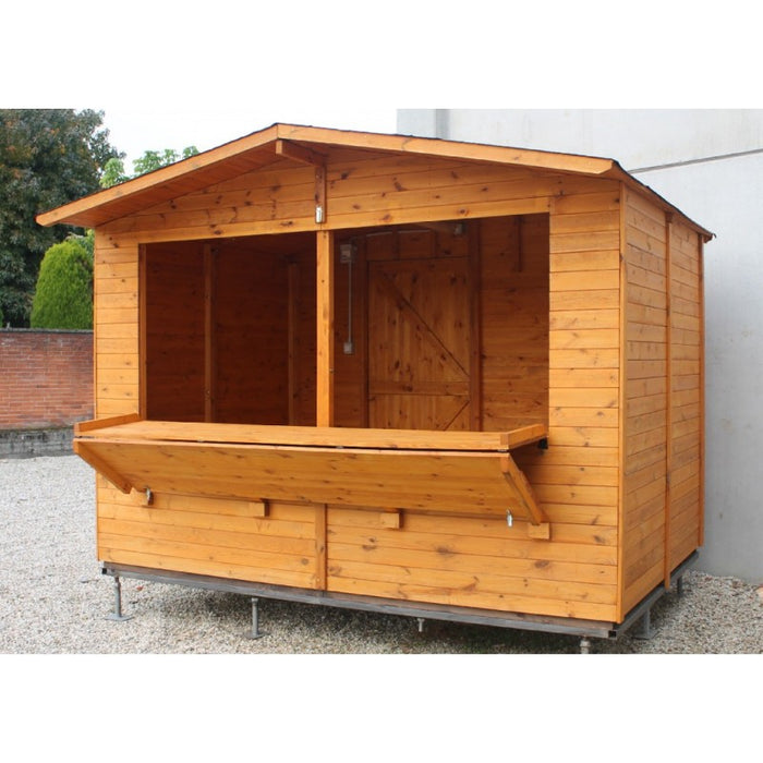 Chiosco espositivo in legno con pavimento, Doghe in Pino Massello  19mm ? mod. CH3x2 - 100026