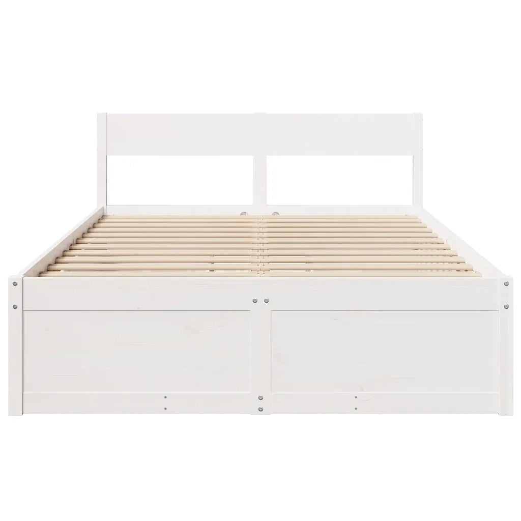 Letto senza Materasso Bianco 120x190 cm Legno Massello di Pino