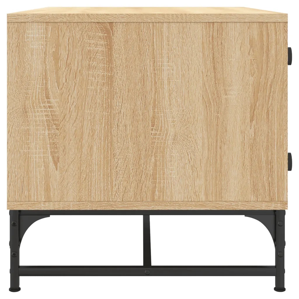 Tavolino Salotto con Ante in Vetro Rovere Sonoma 68,5x50x50 cm 836541