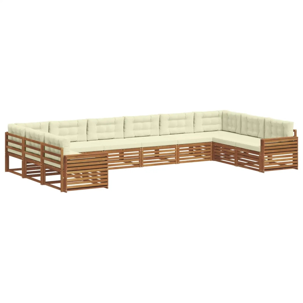 Set divani 8 pcs Naturale e Crema Legno di Acacia Massello