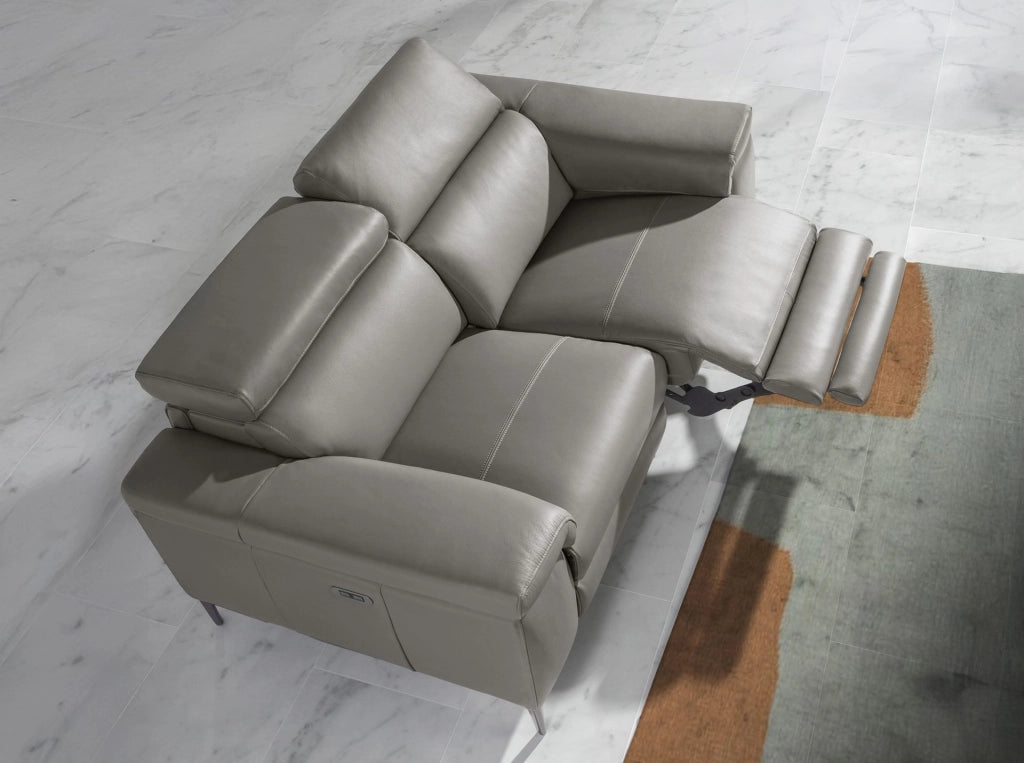 Divano relax a 3 posti in pelle grigio scuro