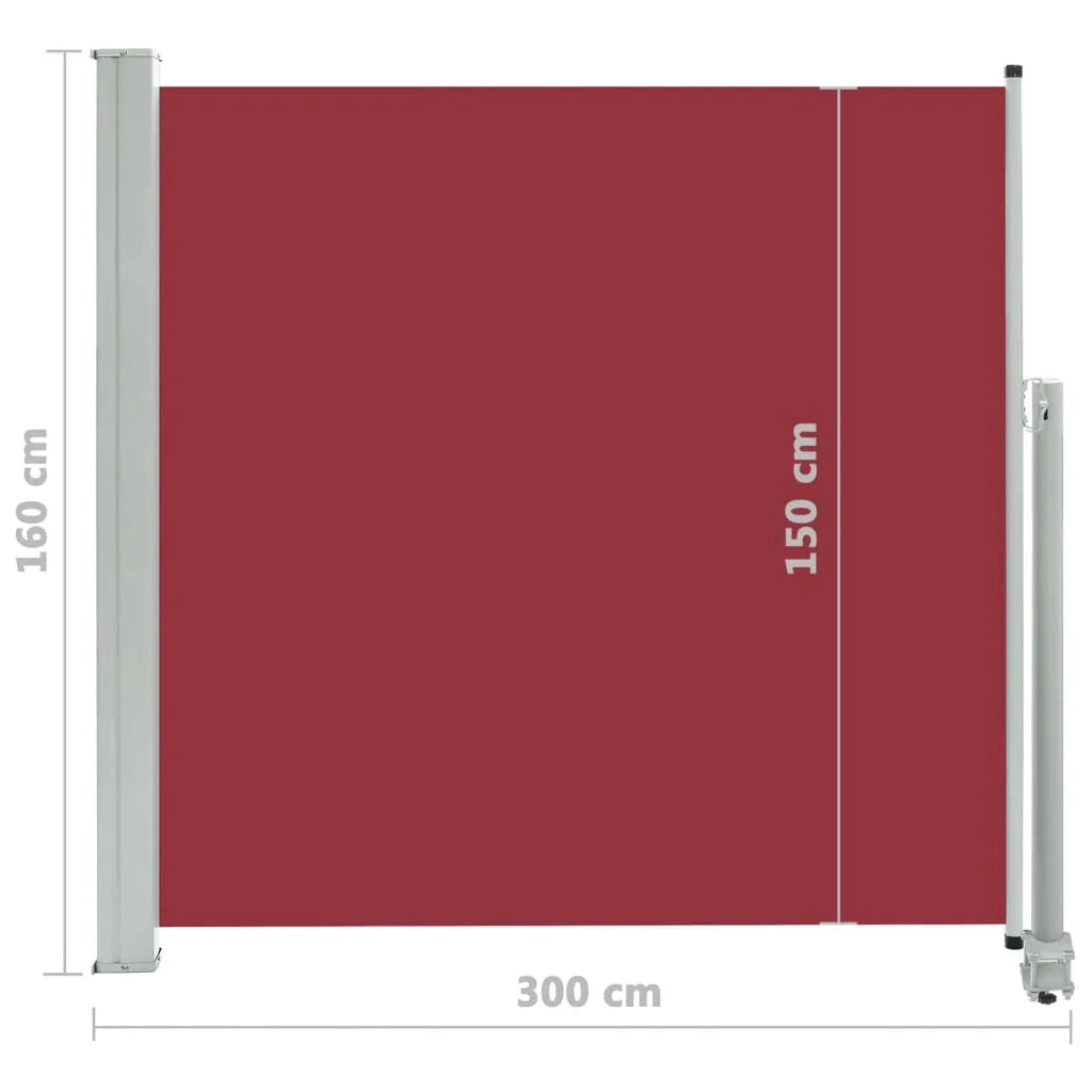 Tenda da sole laterale retrattile/schermo protettivo per patio giardino terrazza balcone 160 x 300 cm rosso 02_0007289