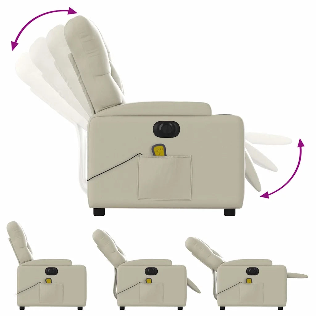 Poltrona Massaggiante Elettrica Reclinabile Crema Similpelle 3204766