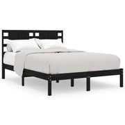 Letto matrimoniale | Letto per adulti | Giroletto Nero in Legno Massello di Pino 200x200 cm