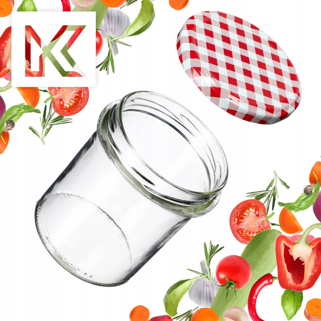 Barattoli di vetro KADAX Avila 350ml 10pz 82mm + coperchi "Red Lattice"