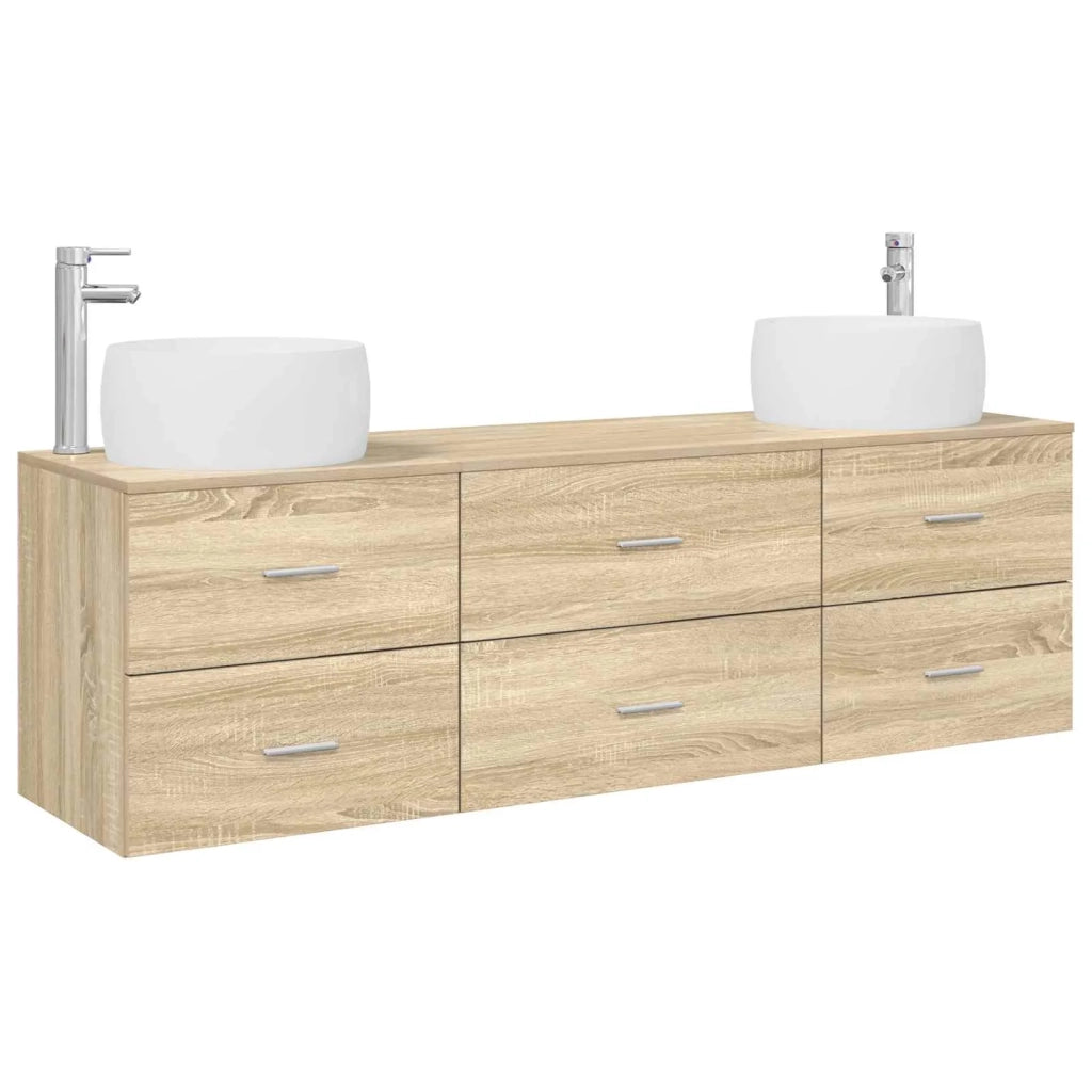 Set di mobili per il bagno 3 pz Rovere Sonoma 3405917