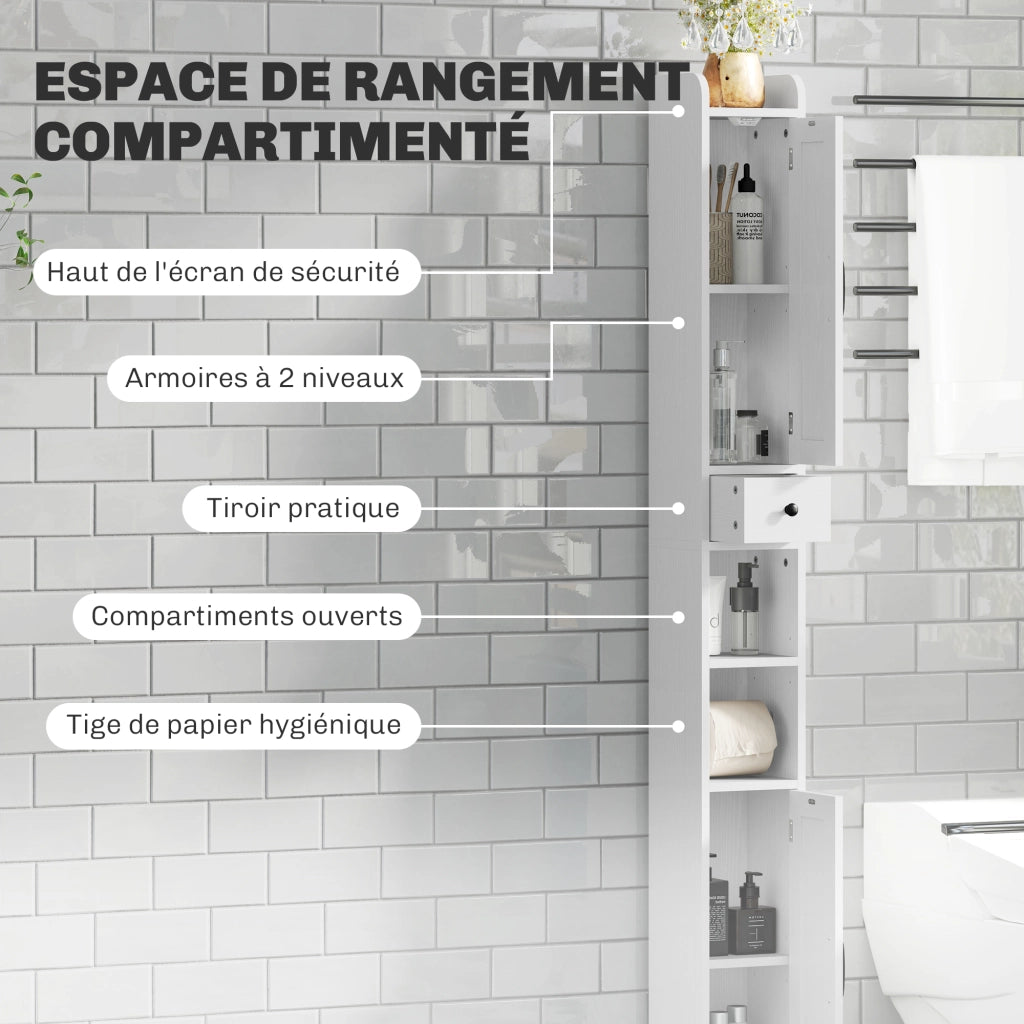 Armadio da bagno colonna ¨C zephmum ¨C bianco 20x20x185cm