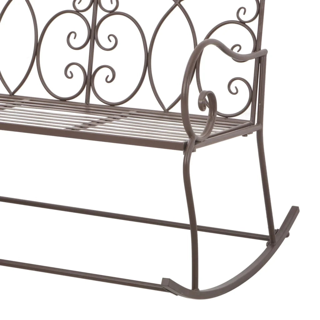 Panca da giardino mobili da esterno per patio terrazza 104 x 83 x 89 cm ferro marrone anticato 02_0011149