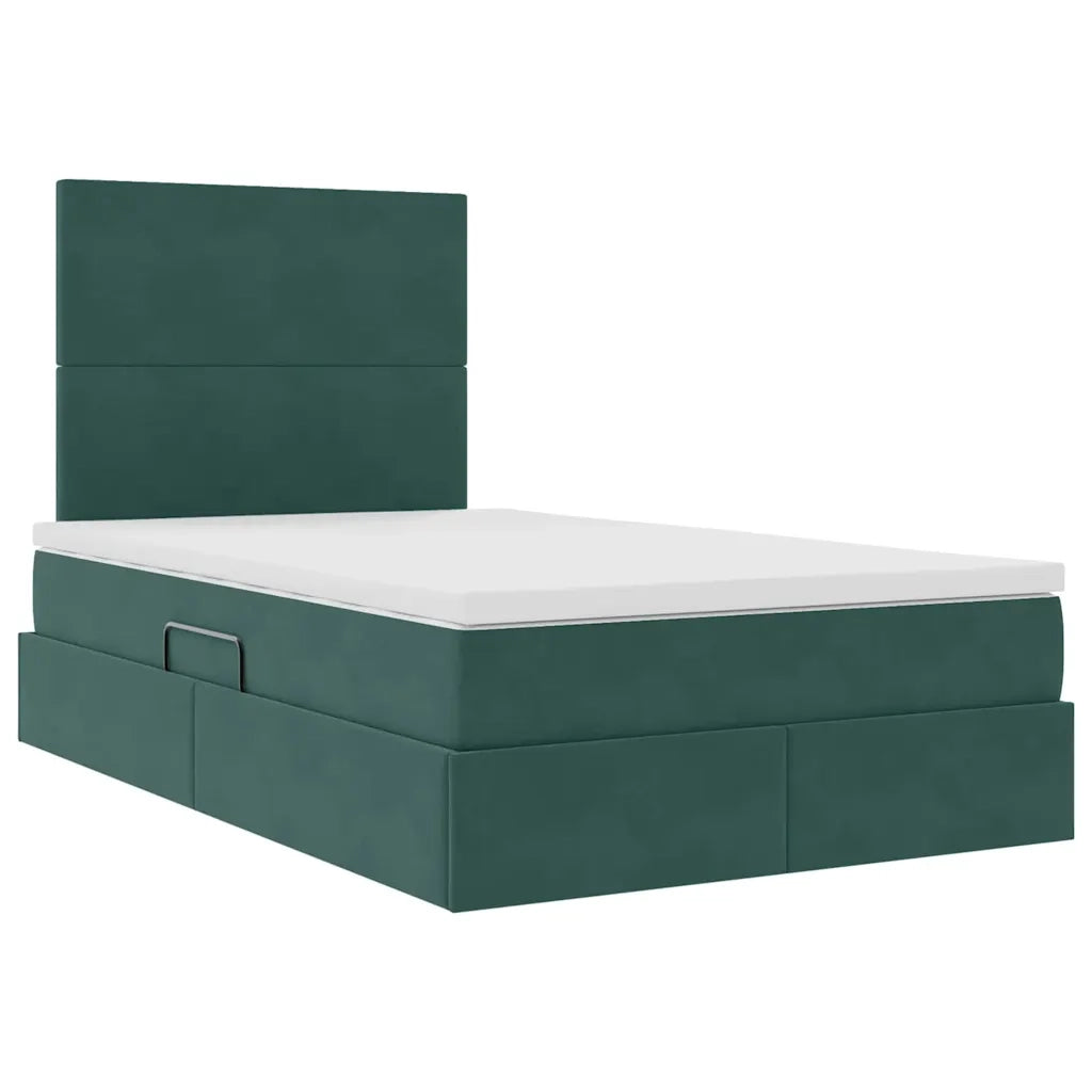 Letto con contenitore LED e materasso Verde Scuro 120 x 200 cm