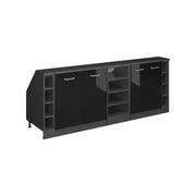 Set di mobili sottotetto Rion Nero lucido/Antracite 210 cm Set di 5 carcasse armadio profondità 60 cm Vicco