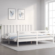 Giroletto senza Materasso-Struttura Letto Bianco 200x200 cm Legno Massello Pino 910057