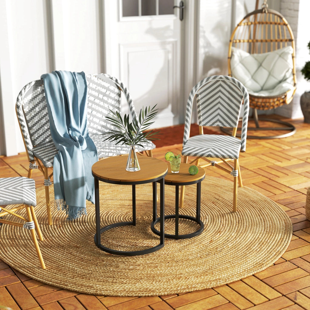 Tavolo da Giardino 2 Pezzi con Piano in Legno di Acacia ¨C zephmum ¨C Grigio 120x80x75 cm