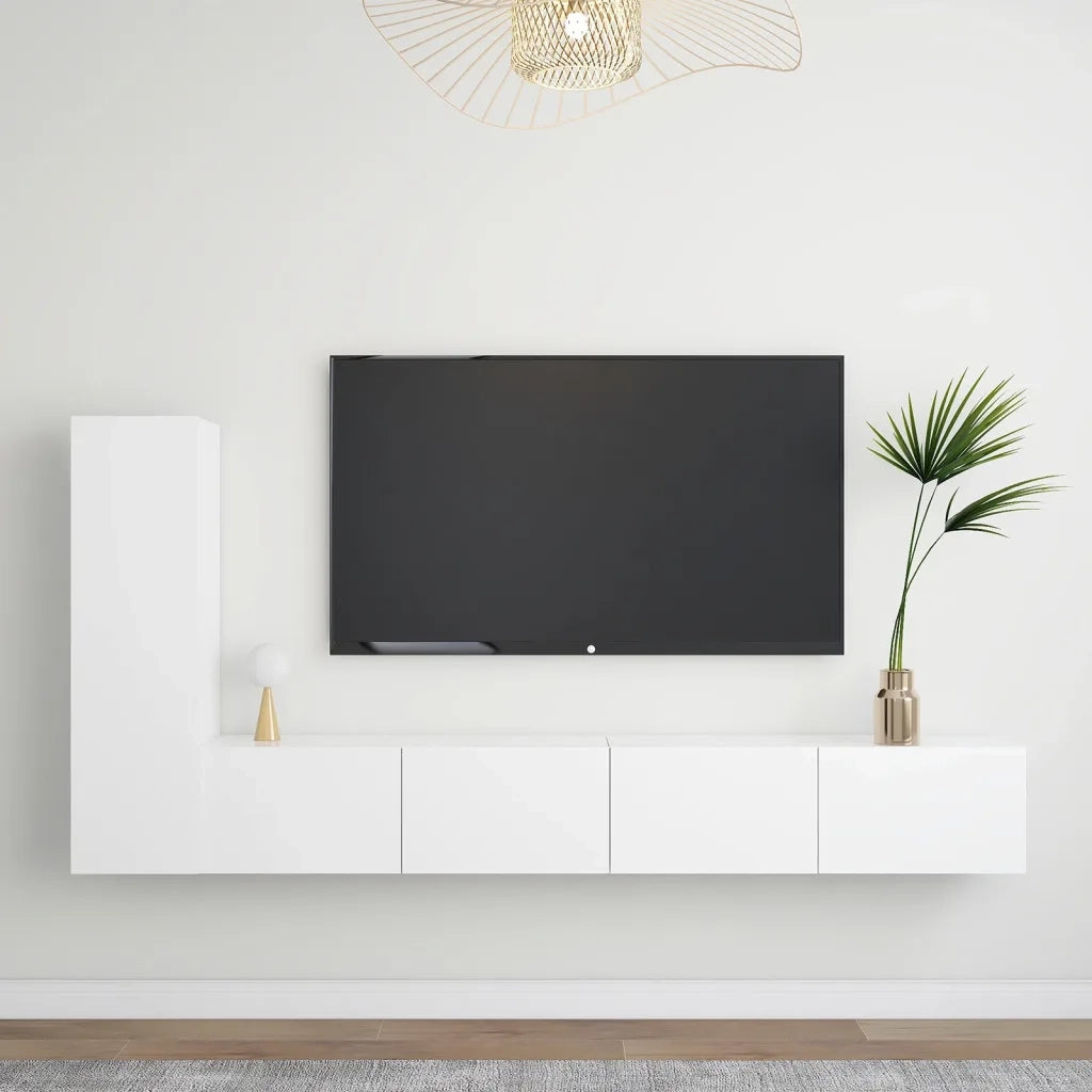 Set Mobili Porta TV 3 pz-Credenza per TV Bianco in Legno Multistrato 287190