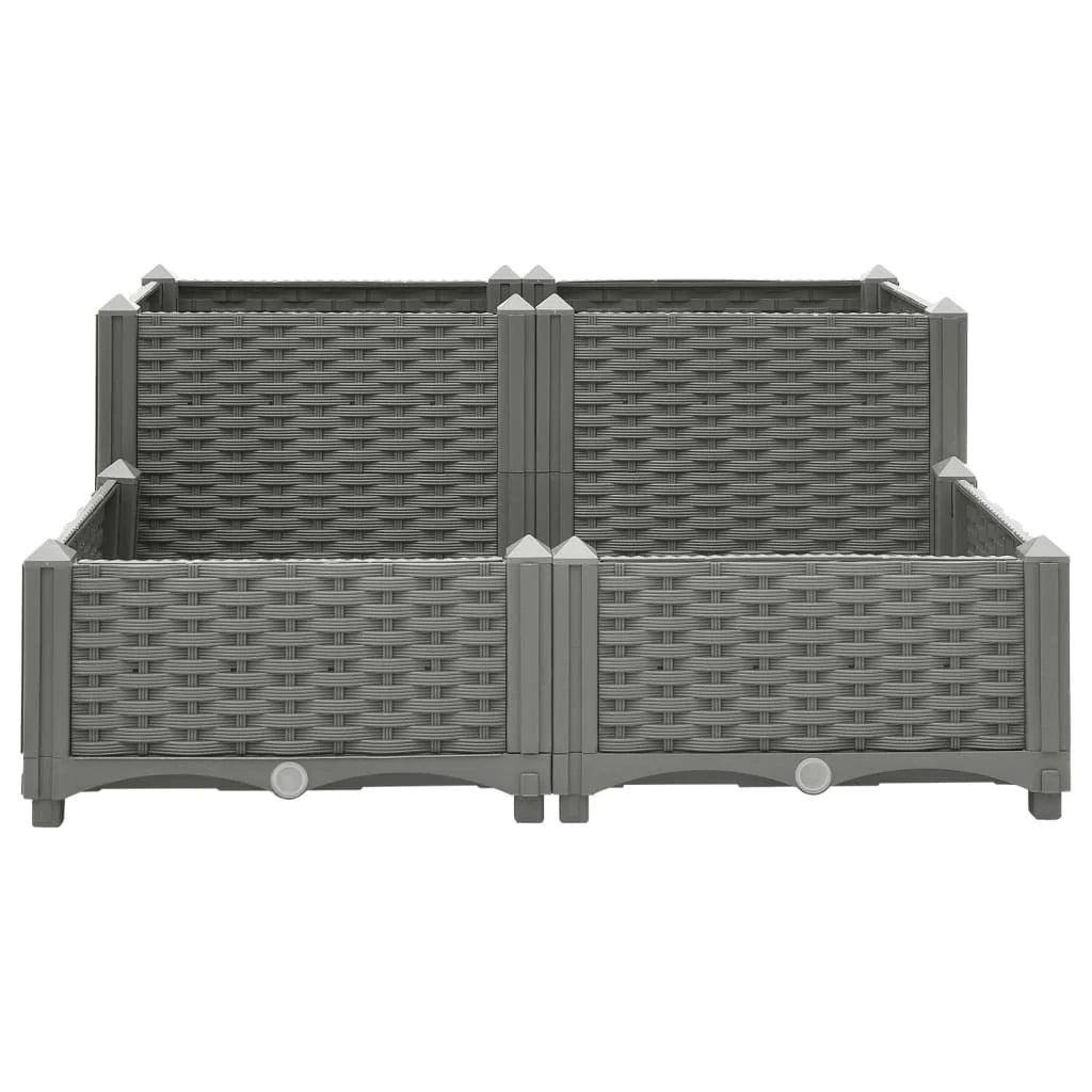 Fioriera rialzata per piante fiori terrazza giardino 80 x 80 x 38 cm polipropilene grigio 02_0039248