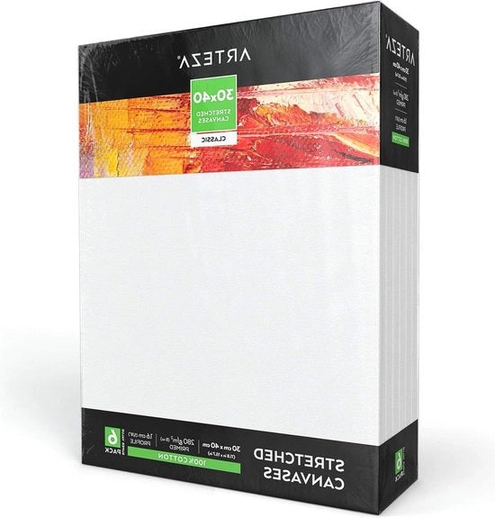 Set di tela da pittura 30x40 cm - Pacchetto da 6 - 100% cotone - Per pittori di acrilico, olio e aquarello grande