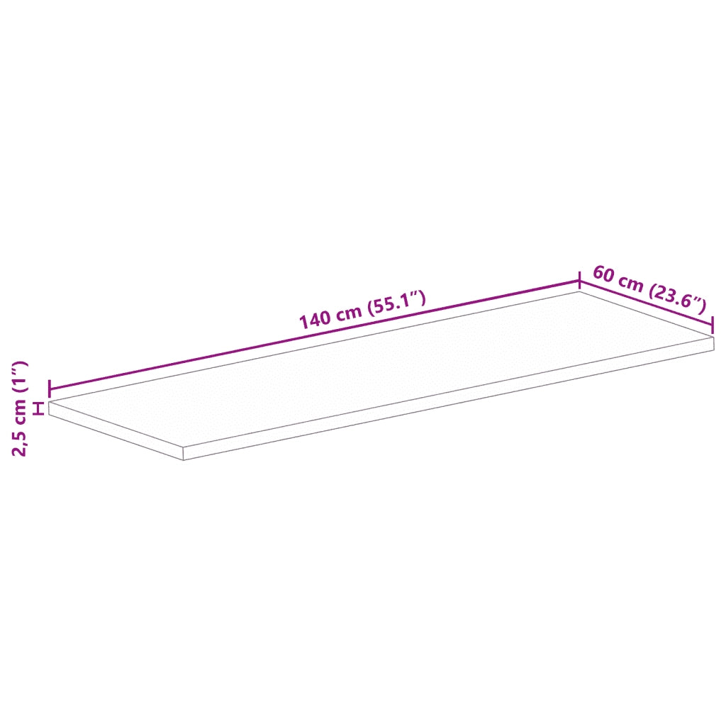 Piano Tavolo 140x60x2,5 cm Rettangolare in Massello di Recupero