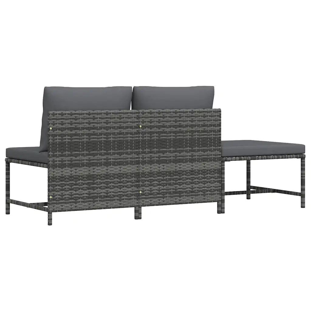Salotto da Giardino-Set Divani da Giardino3 pz con Cuscini Grigio in Polyrattan
