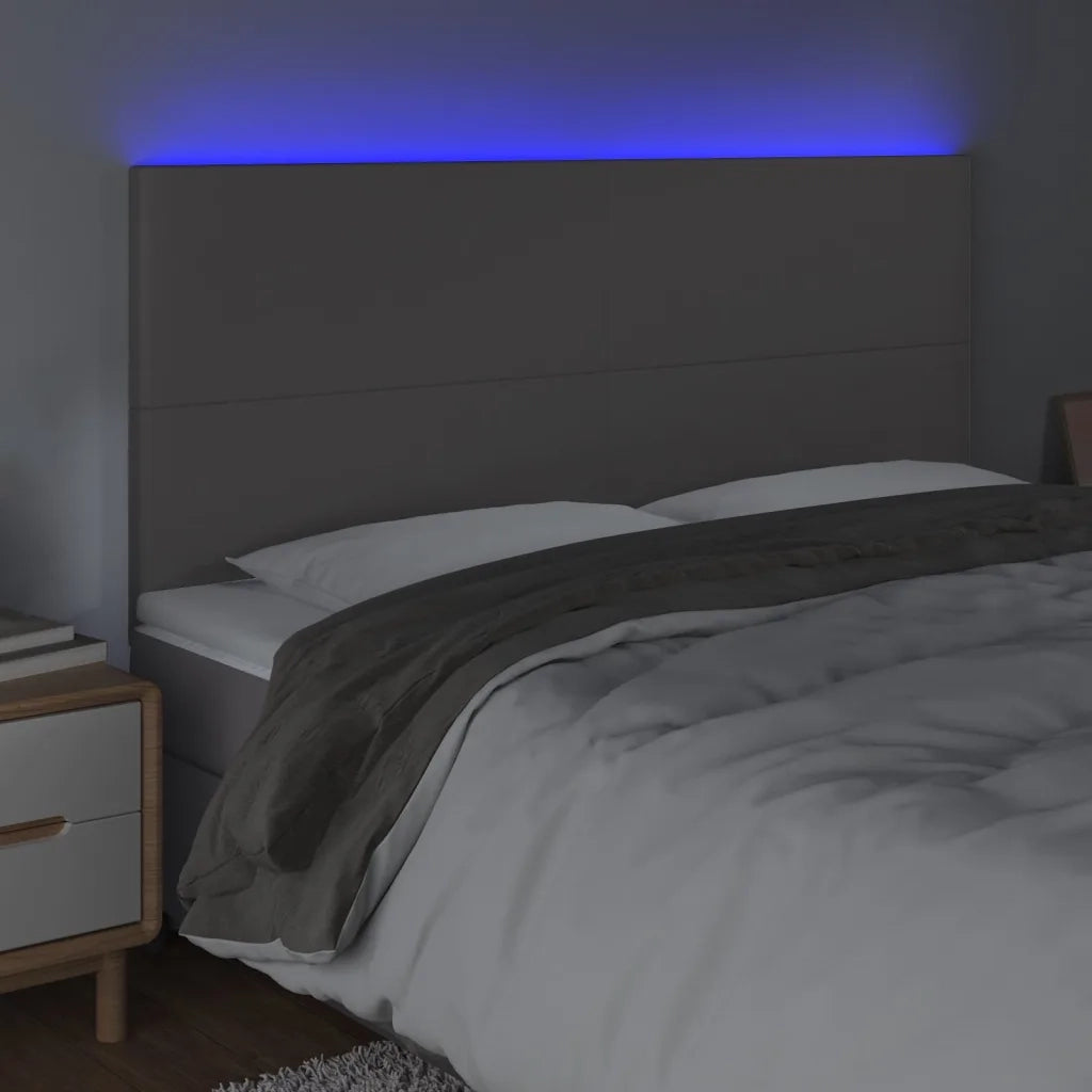 Testiera | Testata a LED Grigio 160x5x118/128cm in Similpelle