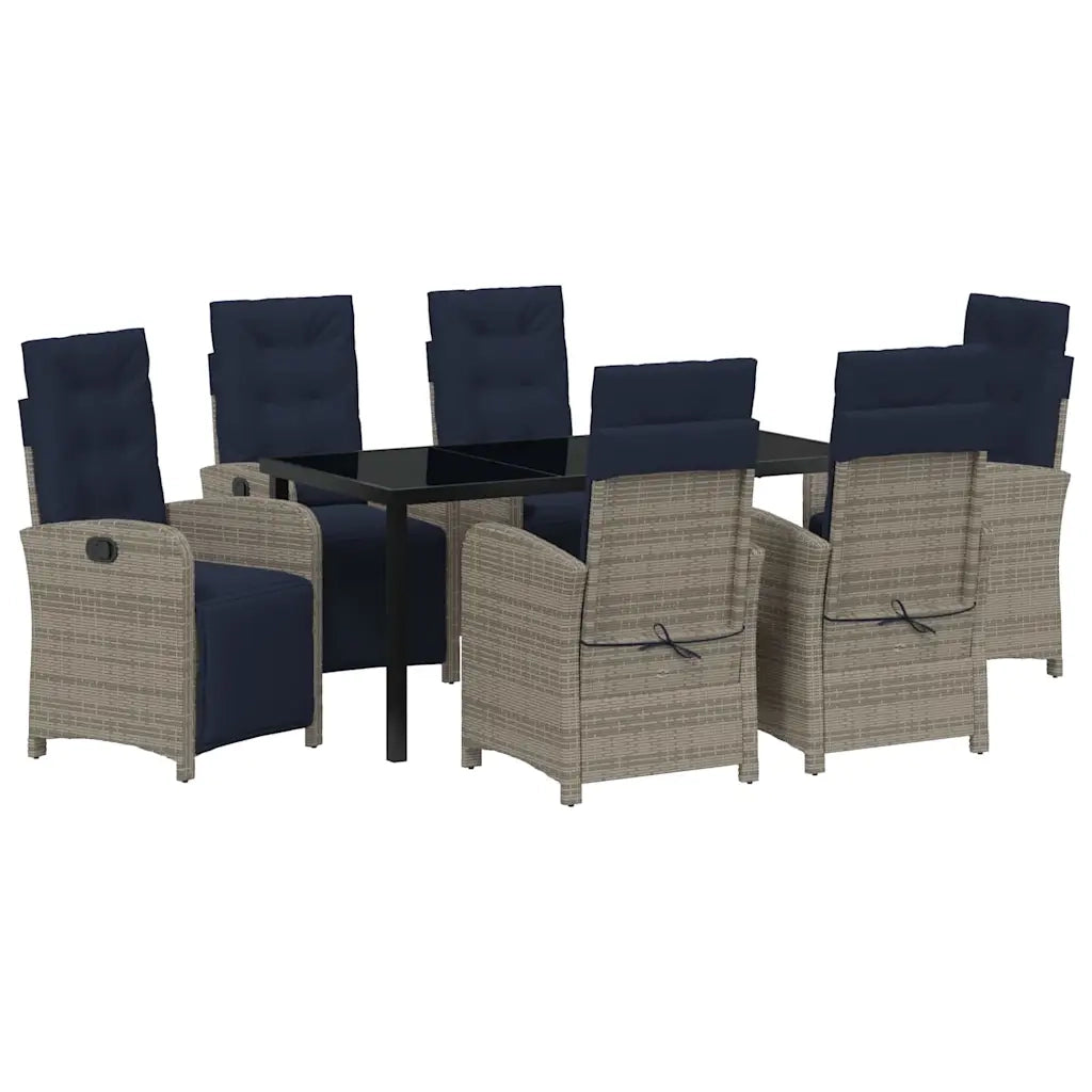 Set da Pranzo per Giardino con cuscino 7 pcs Grigio polyrattan 3380362