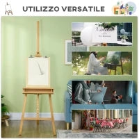Cavalletto per Pittura Pieghevole in Faggio con Altezza e Angolazione Regolabile, 65x110x180-235 cm