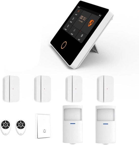 Sistema di Allarme per Casa - Kit a 10 pezzi con Controllo WiFi - Ingresso - Sirena Acustica a 115dB - Compatibile con Alexa e Google Home