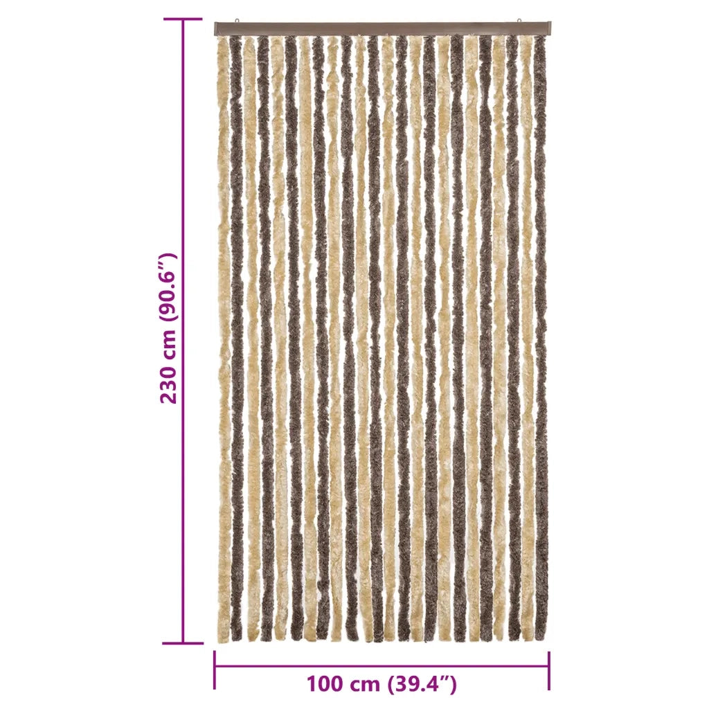 Tenda Antimosche Marrone Scuro e Beige 100x230 cm in Ciniglia CFW3526242