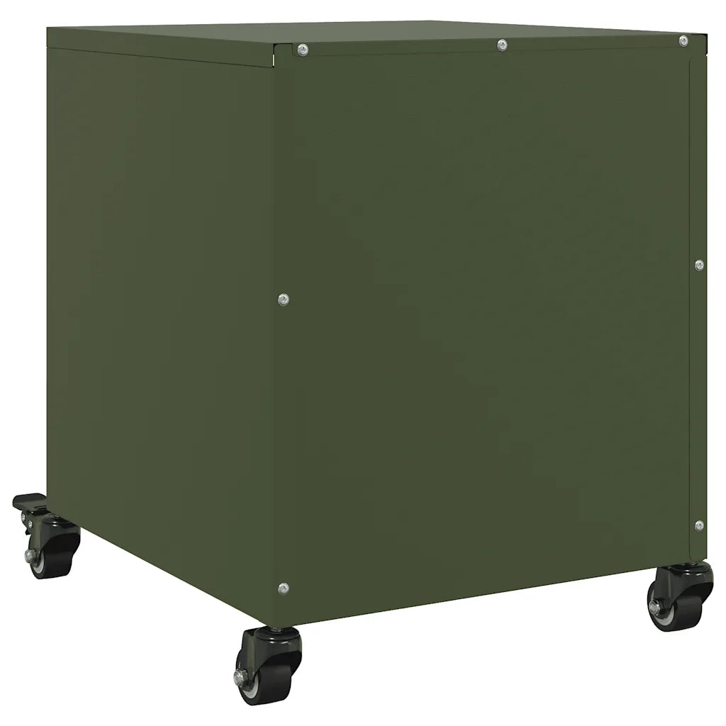 vidaXL Comodino Verde Oliva 36x39x43,5 cm in Acciaio