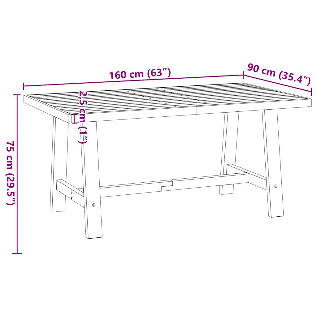 Tavolo Pranzo NOAIN Gambe a Forma A 160x90x75 cm Legno Massello 4100042