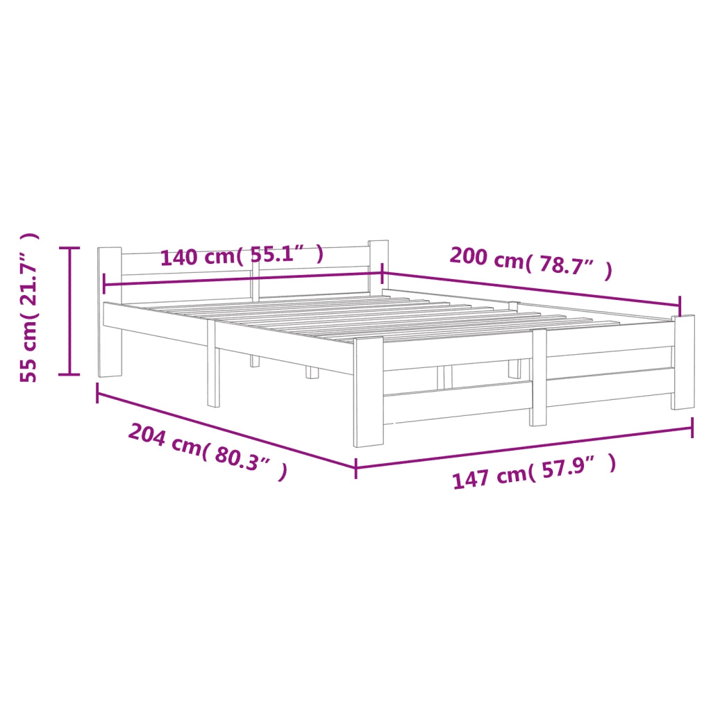 Giroletto senza Materasso Bianco 140x200 cm in Legno di Pino 322001