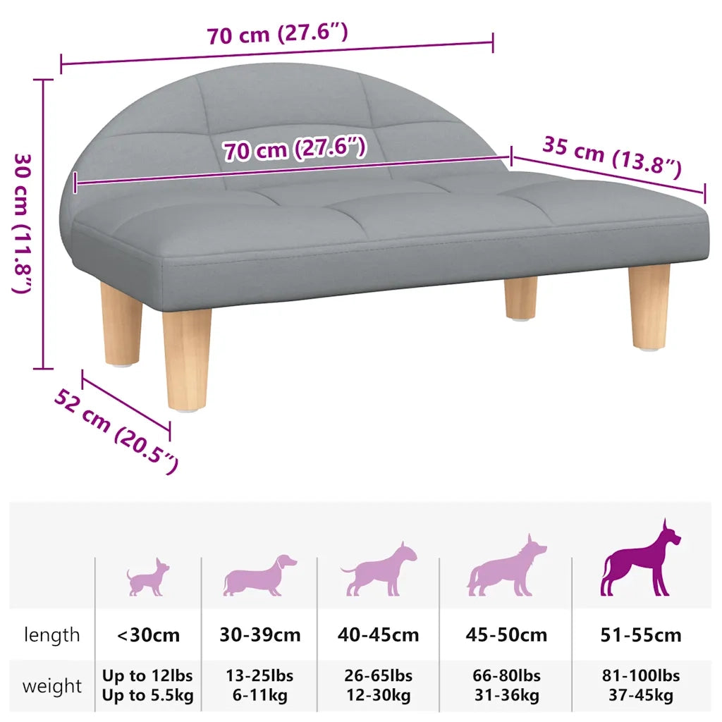 Lettino per Cani Grigio Chiaro 70x52x30 cm in Tessuto 171933