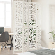 Divisorio Ambienti | Divider per stanze | Paravento 4Pannelli Bianco Legno Massello di Paulownia