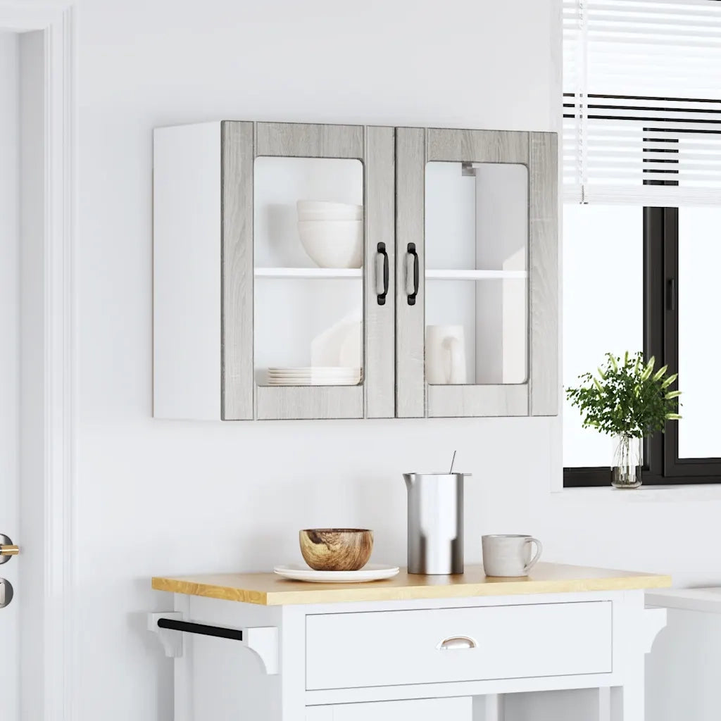 Pensile da Cucina con Porta in Vetro Lucca Grigio Sonoma 853853