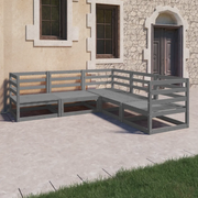 Set Divani da Giardino 5 pz Grigi in Legno Massello di Pino 3075726